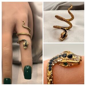 Crystal Coiled Snake Statement Ring